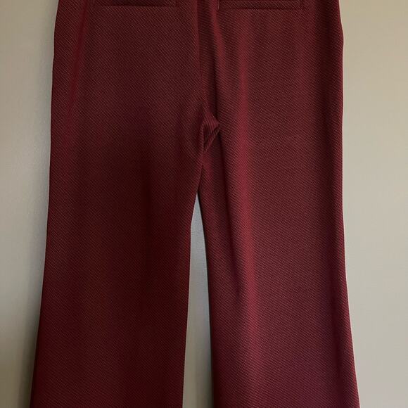 Anthropologie The Essential‎ Twill Trousers Burgundy Red Purple Size 4 Flare Leg - Picture 13 of 16